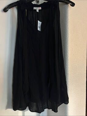 Gianni Bini Black Sheer Layered V-Neck Tank